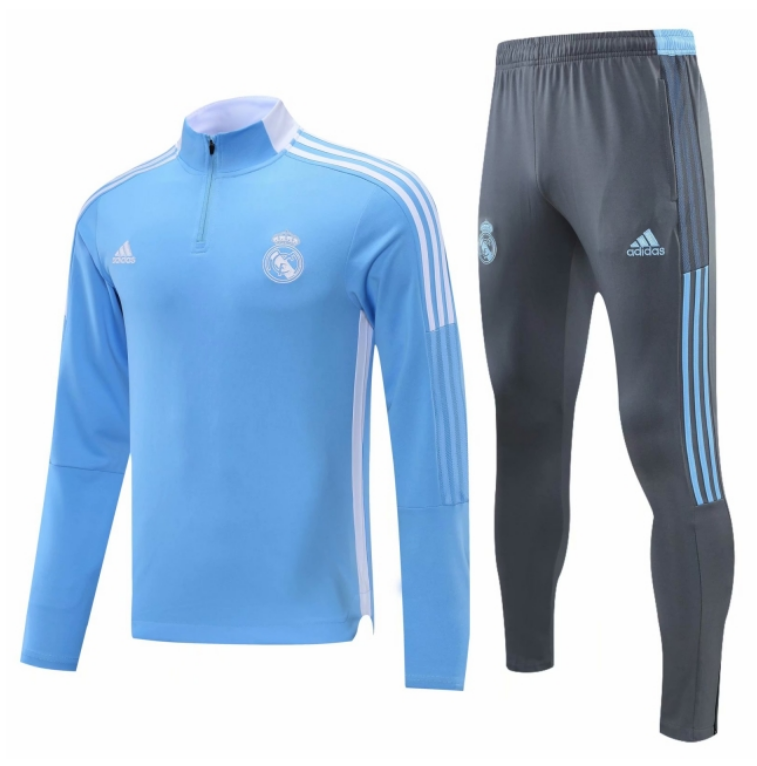 2021/22 Real Madrid Sky Blue Training Kits Sweatshirt with Trousers